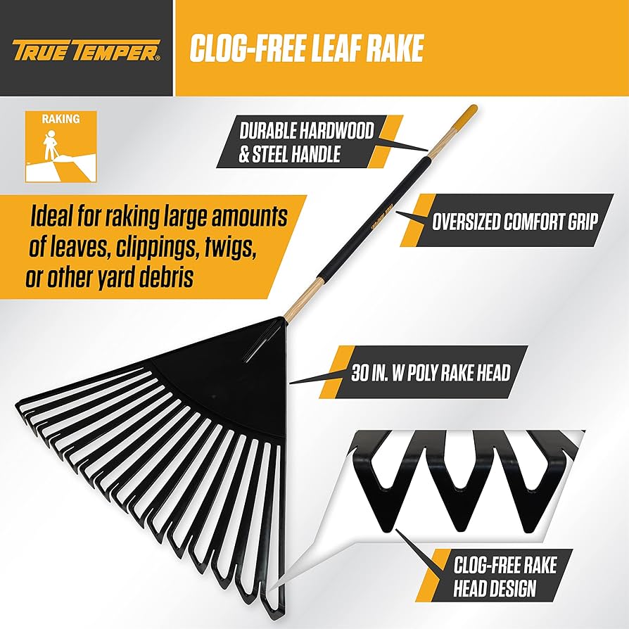 Amazon.com : True Temper 20212011 Clog Free Leaf Rake with