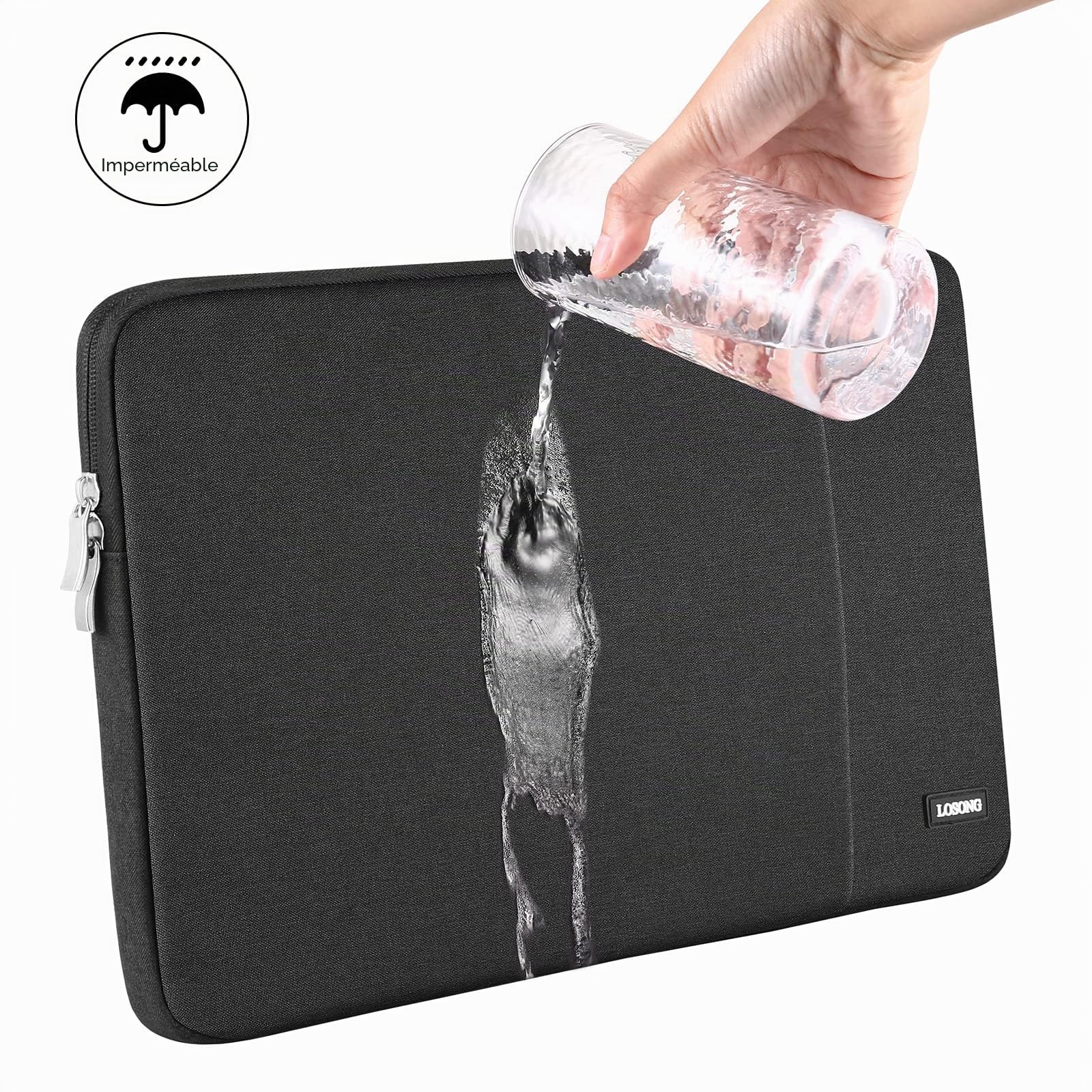 Housse de protection pour écran portable de 45,7 cm à 47 cm – Résistante à l'eau avec poche pour accessoires – 45 x 28,4 cm – Noir