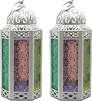Vista 102 de VELA LANTERNS Farol portavelas decorativo, marroquí, gótico, morado, de 10.5 pulgadas, para mesa o colgar, decoración de Ramadán, decoración
