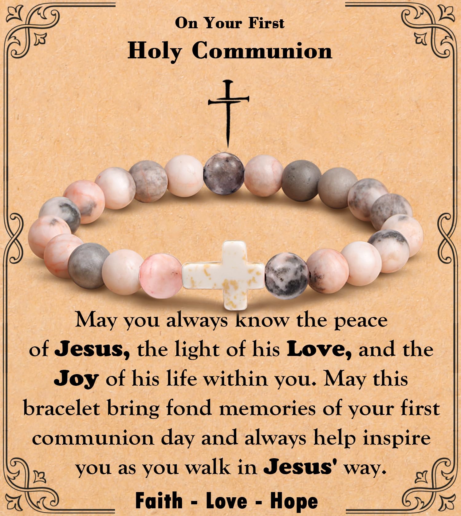 Cross Bracelet for Women Christian Gifts for Daughter Mom Grandma Niece Godmother Religious Baptism Jewelry Birthday Retirement Gifts Beaded Bracelet