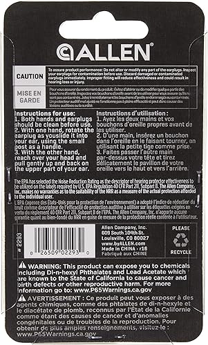 Miniatura 7 de Allen Company Tapón para los oídos Deluxe con cable y estuche pequeño, naranja, talla única