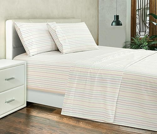 Miniatura 7 de ROYALE LINENS Juego de sábanas de 300 hilos 100% algodón peinado de fibras largas, 3 piezas, 1 sábana bajera, 1 sábana encimera y 1 funda de