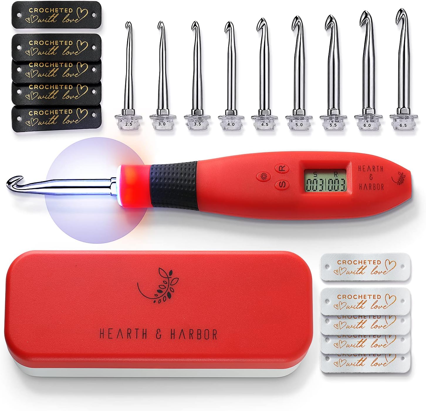 Hearth & Harbor Light Up Crochet Hook Set with Case