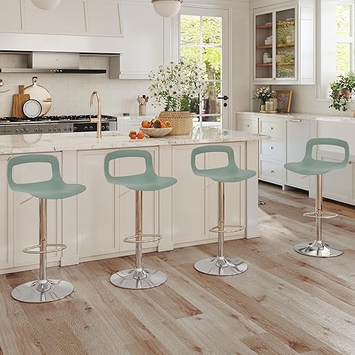 Miniatura 29 de NOBPEINT Taburete de bar giratorio ajustable con elevación de aire cromado contemporáneo, juego de 2, negro Negro -,Verde,Gris,Blanco