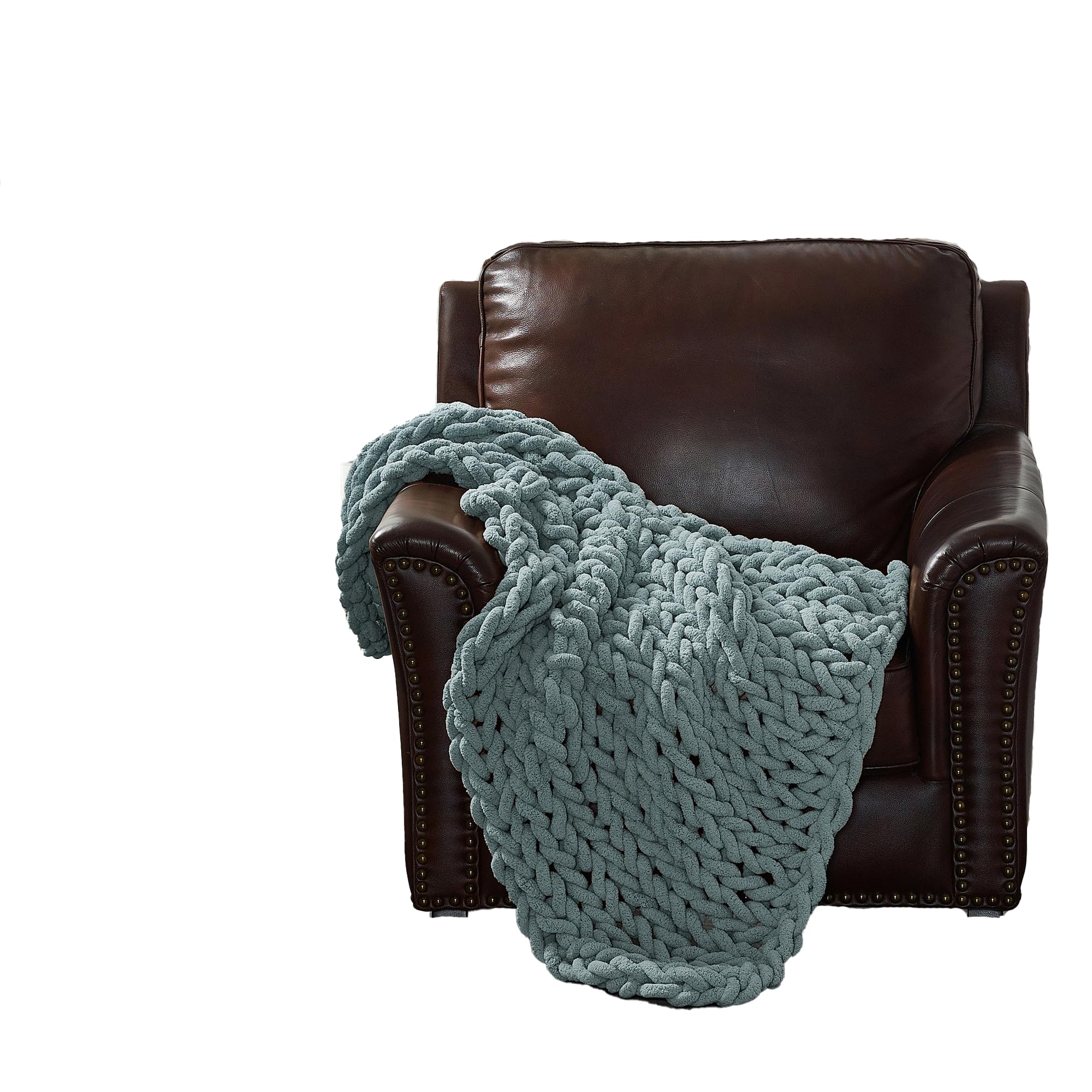 Donna Sharp Throw Blanket - Chenille Knitted Seaside Contemporary Decorative Throw Blanket with Over-Sized Loop Pattern