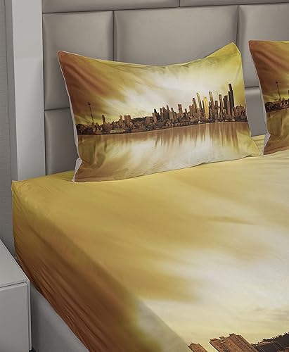 Miniatura 9 de Lunarable American Sheet Set, Massachusetts Flagg Holds a Bow and Pointing Downward Arrow, Fitted and Flat Sheet with Pillowcases Bedding Accent 4