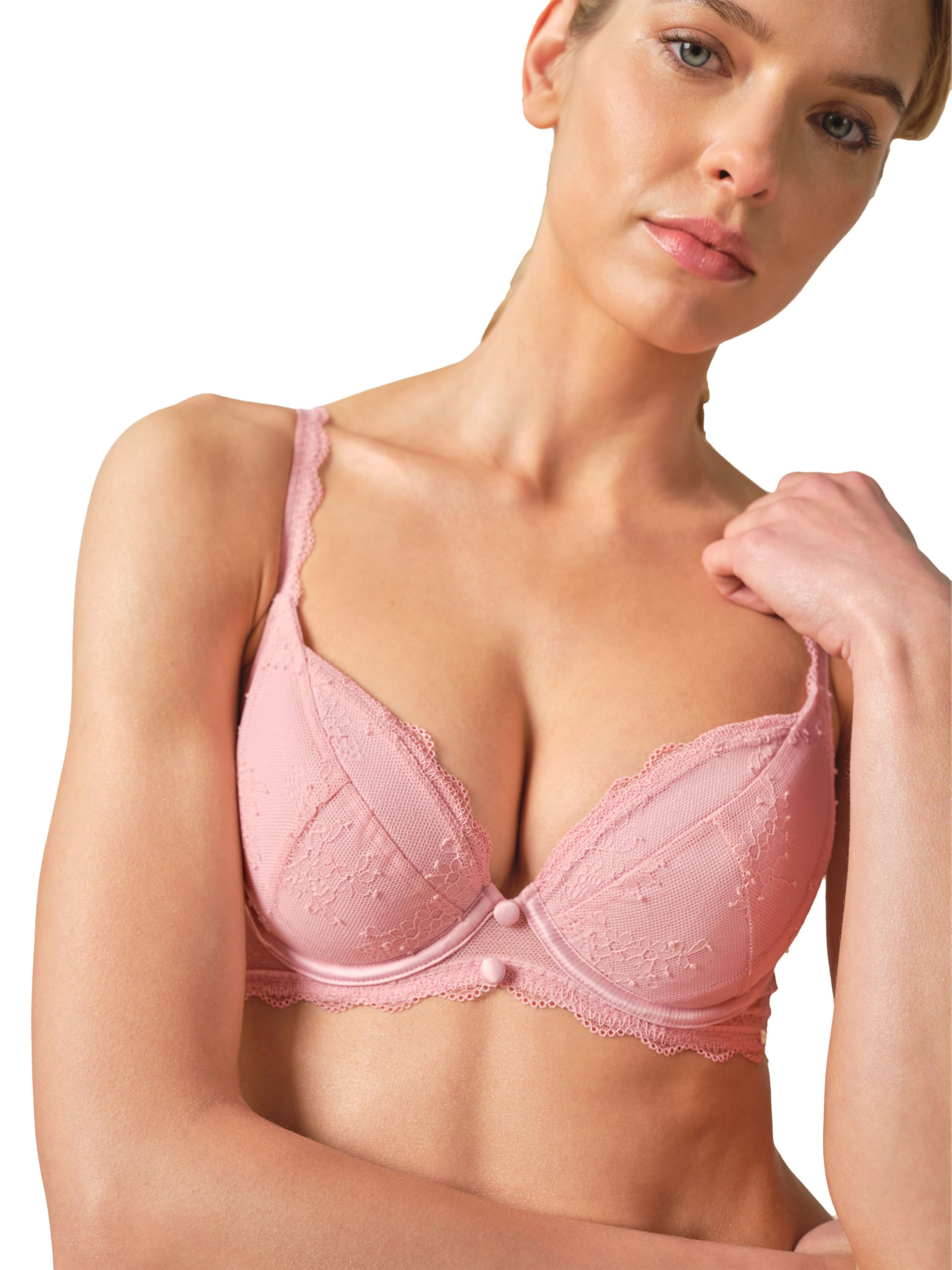 Gossard Vintage Romance Padded Plunge Bra Soft Pink 38G