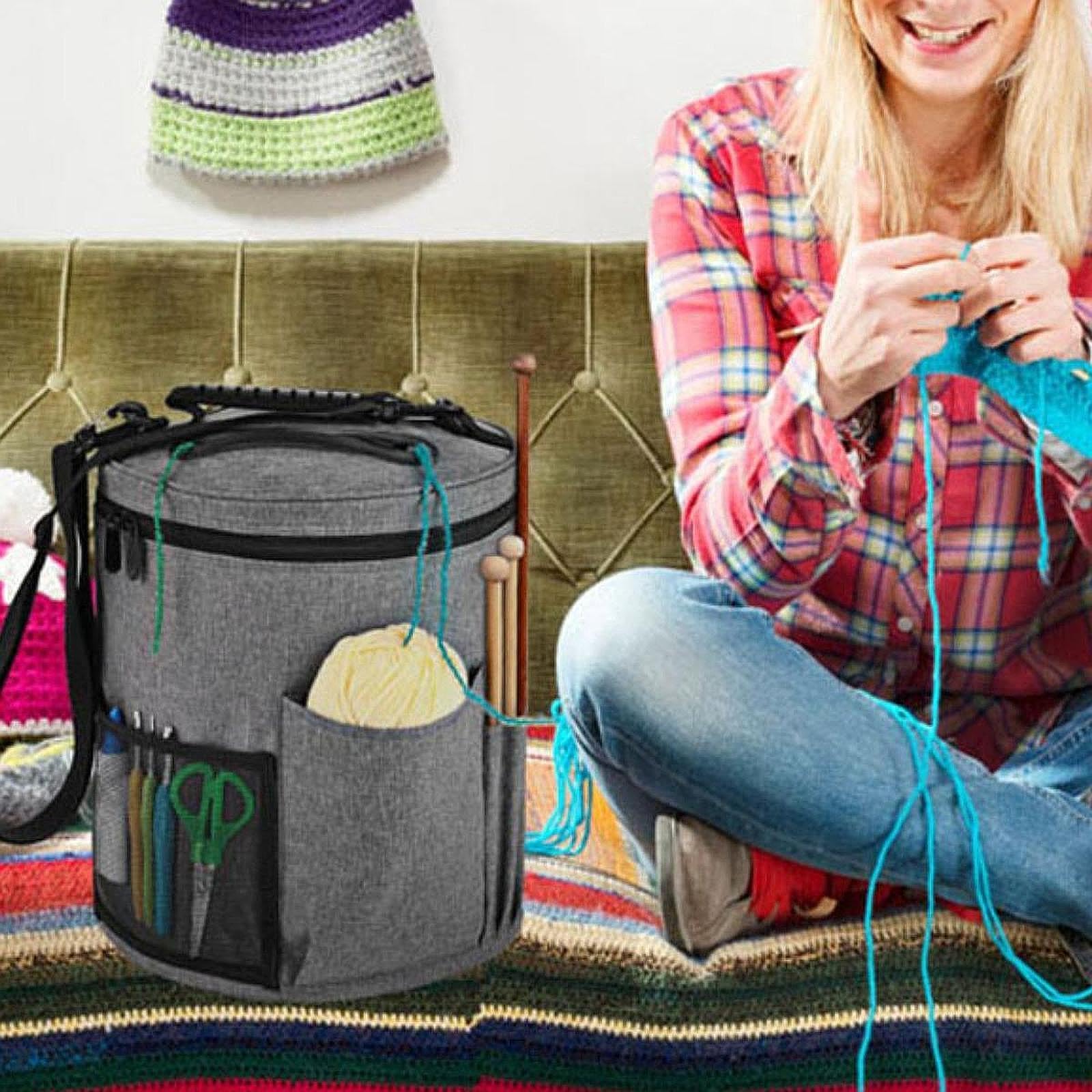 Enakshi® Yarn Holder Bag Portable Knitting Shoulder Bag for Store Yarn Beginners gray|Home & Garden | Household Supplies & Cleaning | Home Organization | Storage Bags