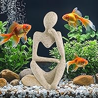 LIYAOLI Sandstone Thinker Statue Fish Tank Decor - Minimalist Resin Ornament for Betta Goldfish Shrimp Aquariums & Home Office