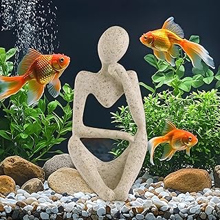 Fish Aquarium Decor Ornaments Minimalist Sandstone Thinker Statue Fish Tank Decorations Small Accessories Resin Abstract Home Decor Fish Toy for Betta Cichlid Goldfish Shrimps Hermit Crabs Turtle