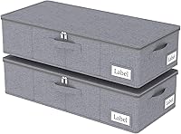 Vista 1 de Yawinhe Bolsas para debajo de la cama, bolsas de almacenamiento con tapa, contenedores plegables para mantas, con cremallera resistente y soportes