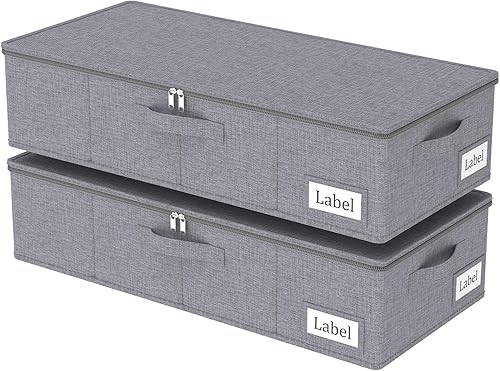 Yawinhe Bolsas para debajo de la cama, bolsas de almacenamiento con tapa, contenedores plegables para mantas, con cremallera resistente y soportes