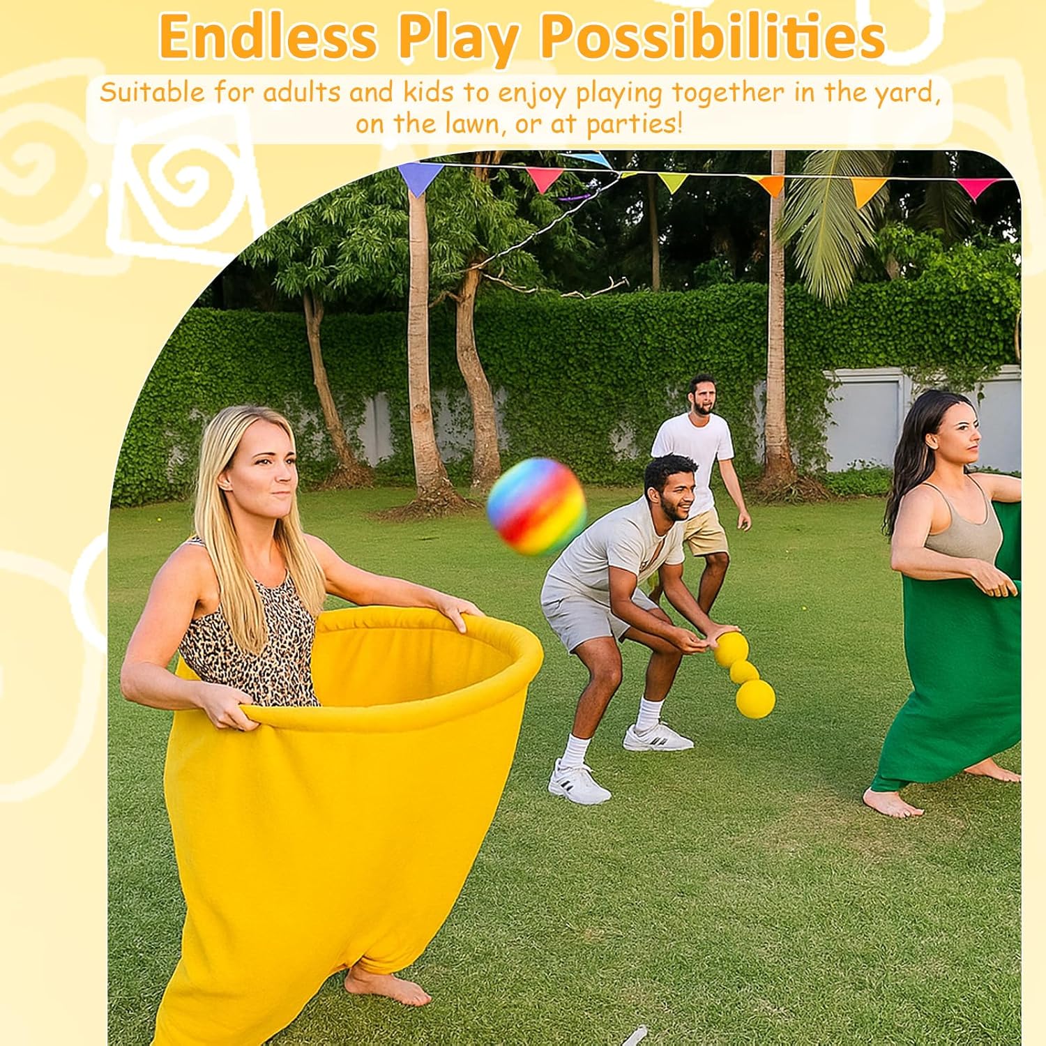Granny Pants Yard Game Sets Oversized Granny Pants Outdoor Game 2 Pcs Freaky Party Games Pants with 10 Bouncy Balls for Adults Kids Yard Family Reunion Backyard Parties Field Day