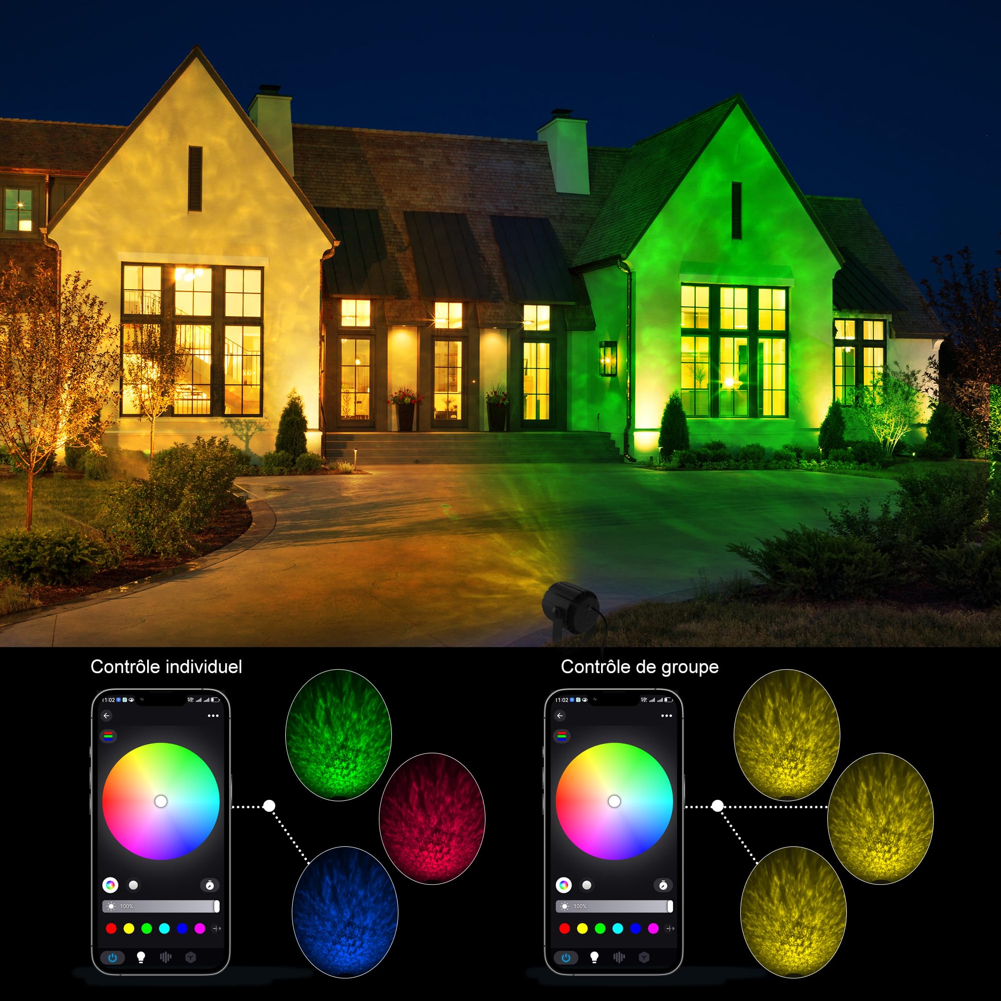 Smart-WLAN Wasserwellen-Projektorlampe, 16M Farben