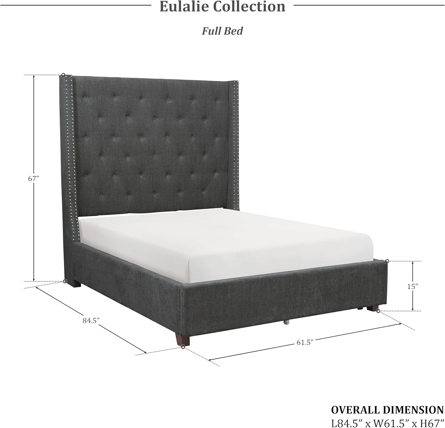 Lexicon Eulalie Upholstered Platform Bed, Full, Beige