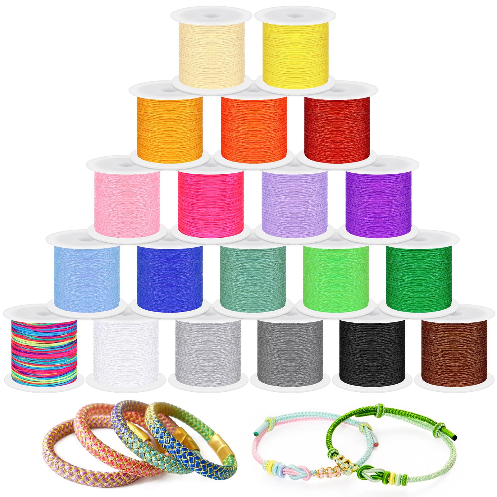 PH PandaHall Kumihimo Nylon koord, 6 kleuren, 0,8 mm, macramégaren, gevlochten armband voor sieraden, armband, doe-het-zelf handwerk, haardecoratie, 91 m/rol