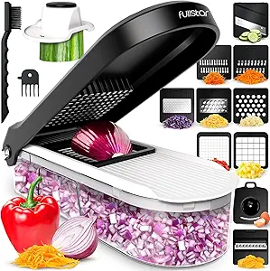 Fullstar Vegetable Chopper, Cheese Slicer, Food Chopper, Veggie Chopper, Onion Chopper, Vegetable Chopper with Container, Mandoline Slicer & Cheese Grater (10 in 1 - White)