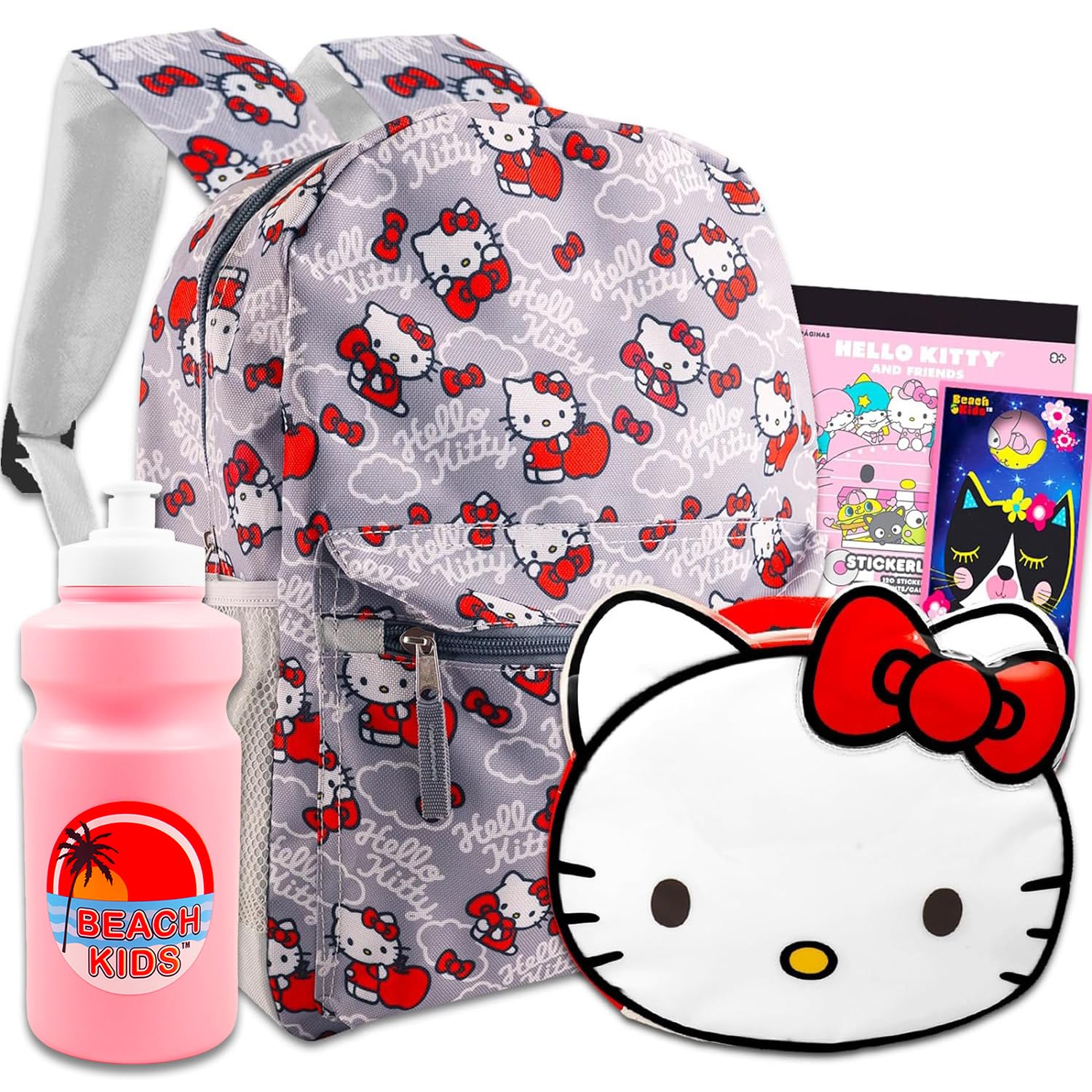 Hello Kitty Travel Set - Large Backpack, Lunch Bag, Water Bottle, Stickers & More