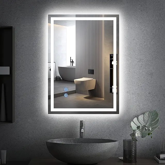Miroir LED Salle de Bain KingSaid 70×50 cm avec Éclairage Réglable et Anti-Buée