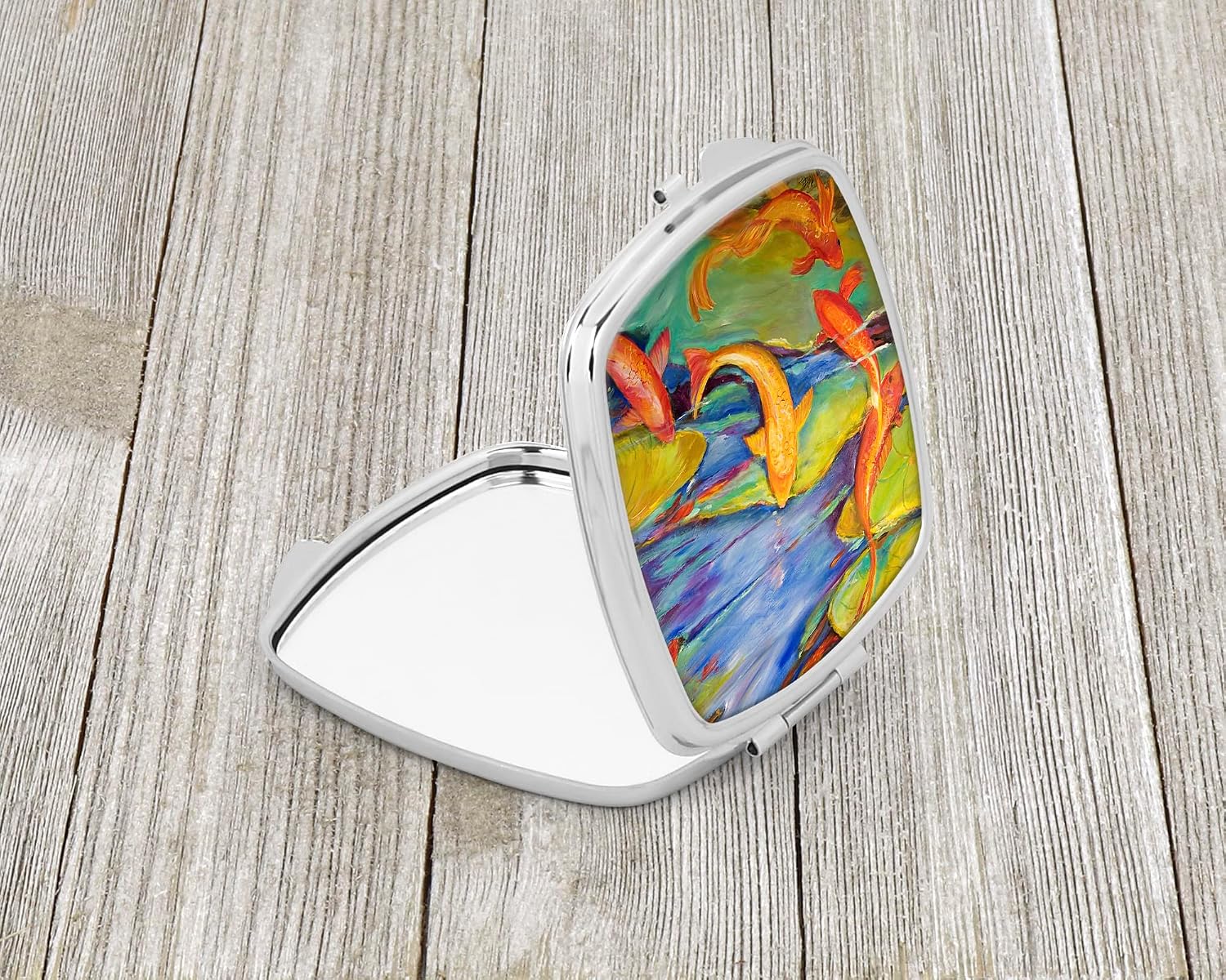 Caroline's Treasures JMK1263SCM Koi Compact Mirror Decorative Travel Makeup Mirror for Women Girls Gifts Pocket Makeup Mirror Folding Handheld image 2