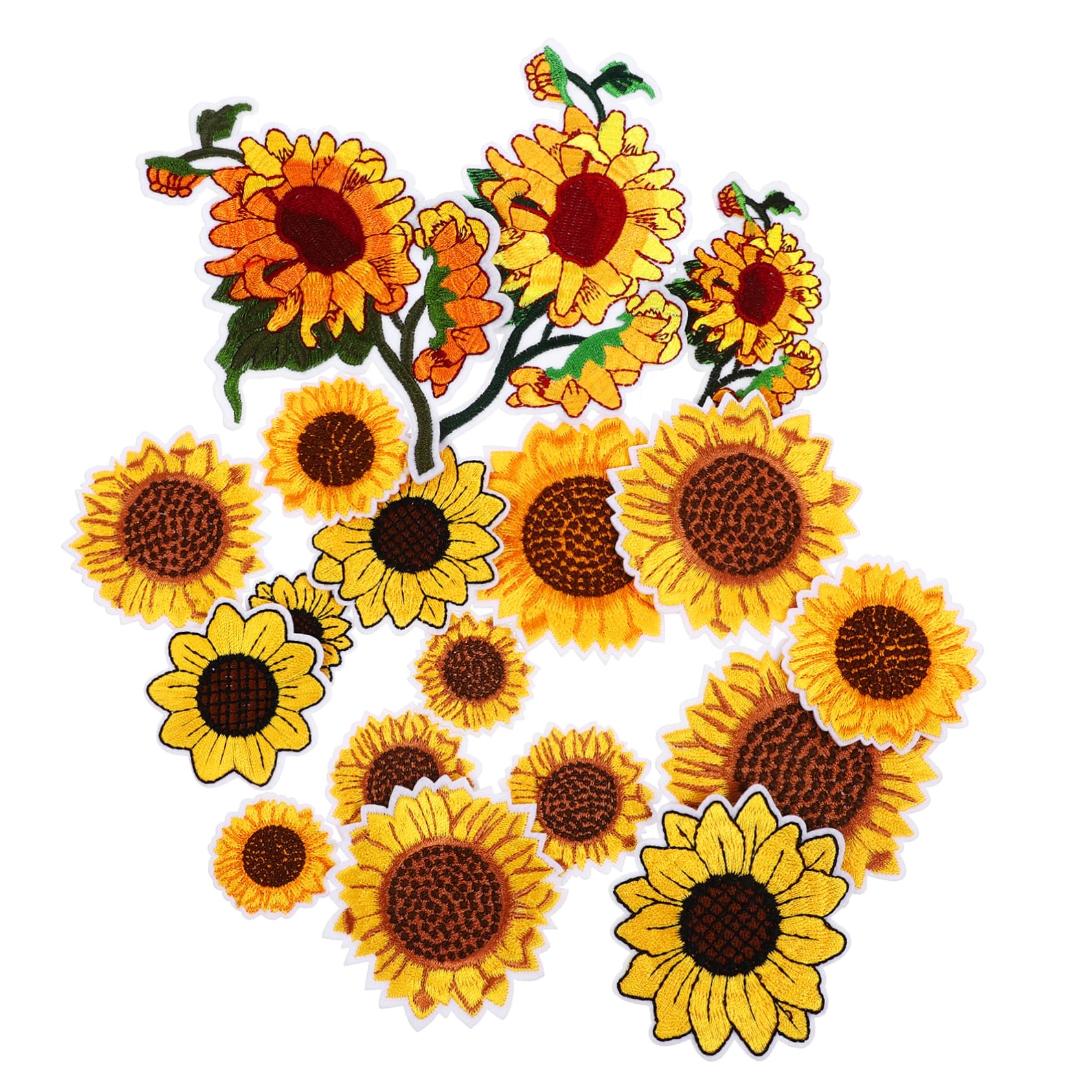 SHINEOFI 4 Set ricamo di girasoli decorazioni per scarpe charm per scarpe materiale girasole cappelli testo toppe per pantaloni toppe termoadesive per la riparazione di indumenti poliestere