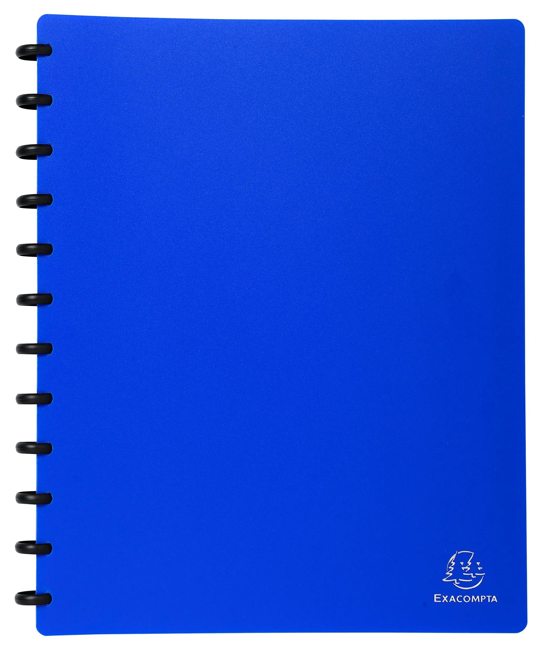 Exacompta - Ref 86362E - Box of 4 Removable Ring Binders with 30 Removable Grained Pockets - 60 Views - for A4 - Size 24.5 x 31 cm - Opaque Hard Cover - Color Blue