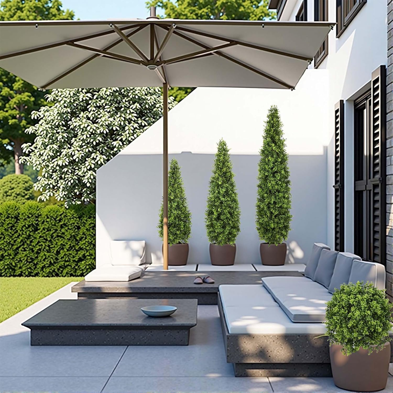 4FT Artificial Boxwood Topiary Tree Fake Topiary Potted Plants for Home Office Garden Indoor Outdoor Decoration 48INCH(2PACK) - Image 5