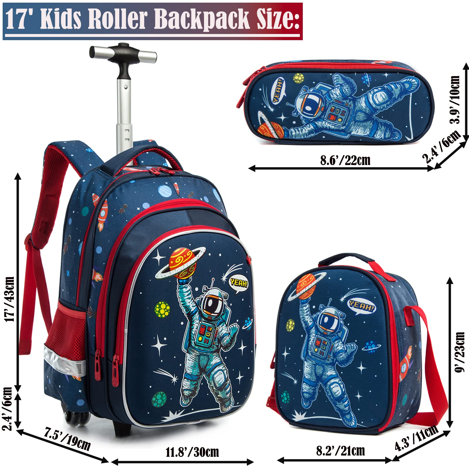 Zaino con Rotelle Bambini Trolley Zainetto Elementare Scuola Primaria