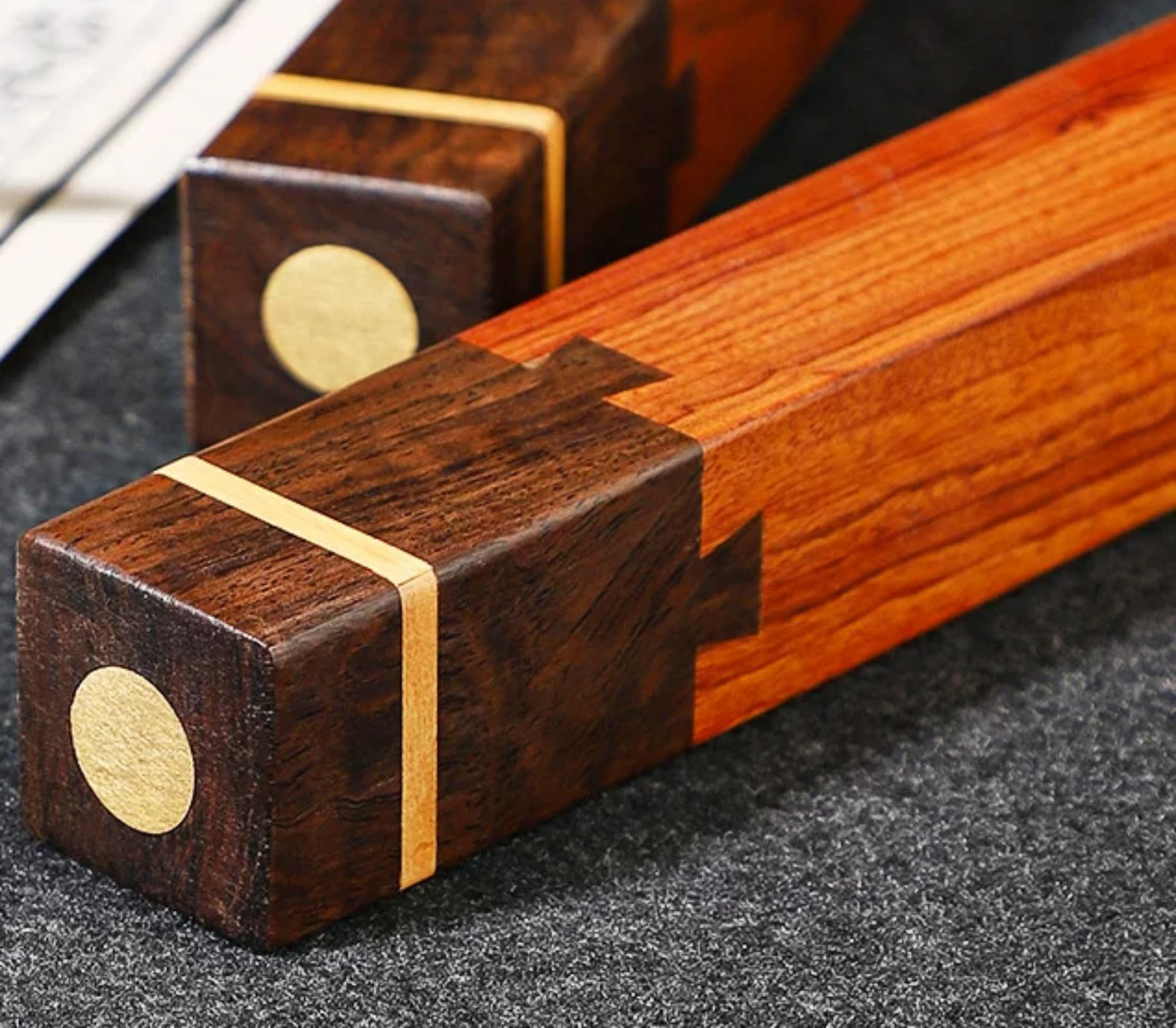 Zhenchi - Fermacarte in legno massello, 30 cm, 2 pezzi, con scatola regalo