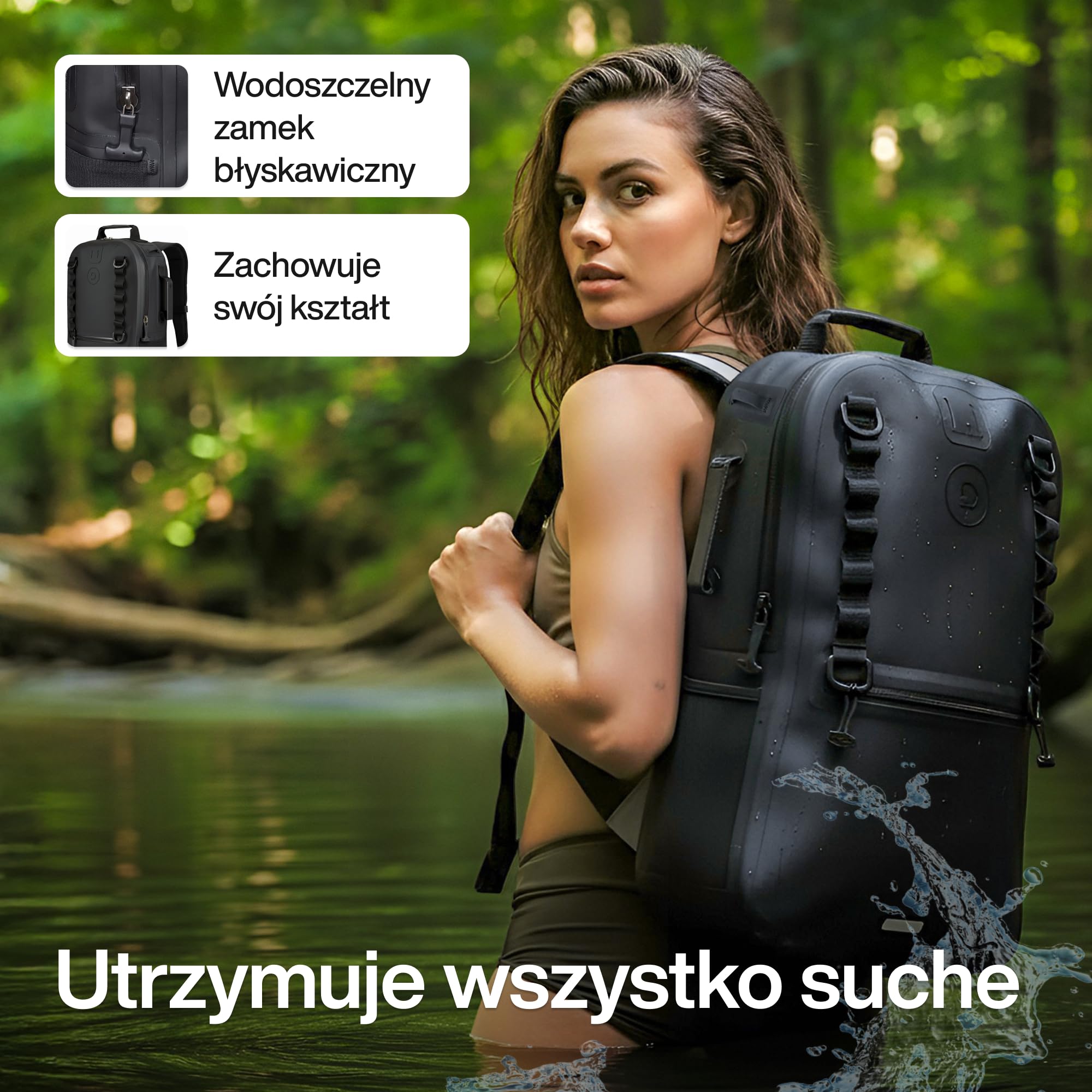 Travel Dude Wodoszczelny plecak 15 l – Dry Bag plecak dla mężczyzn, zwijany worek marynarski z zamkiem błyskawicznym – wodoszczelny plecak rowerowy, plecak plażowy i plecak turystyczny