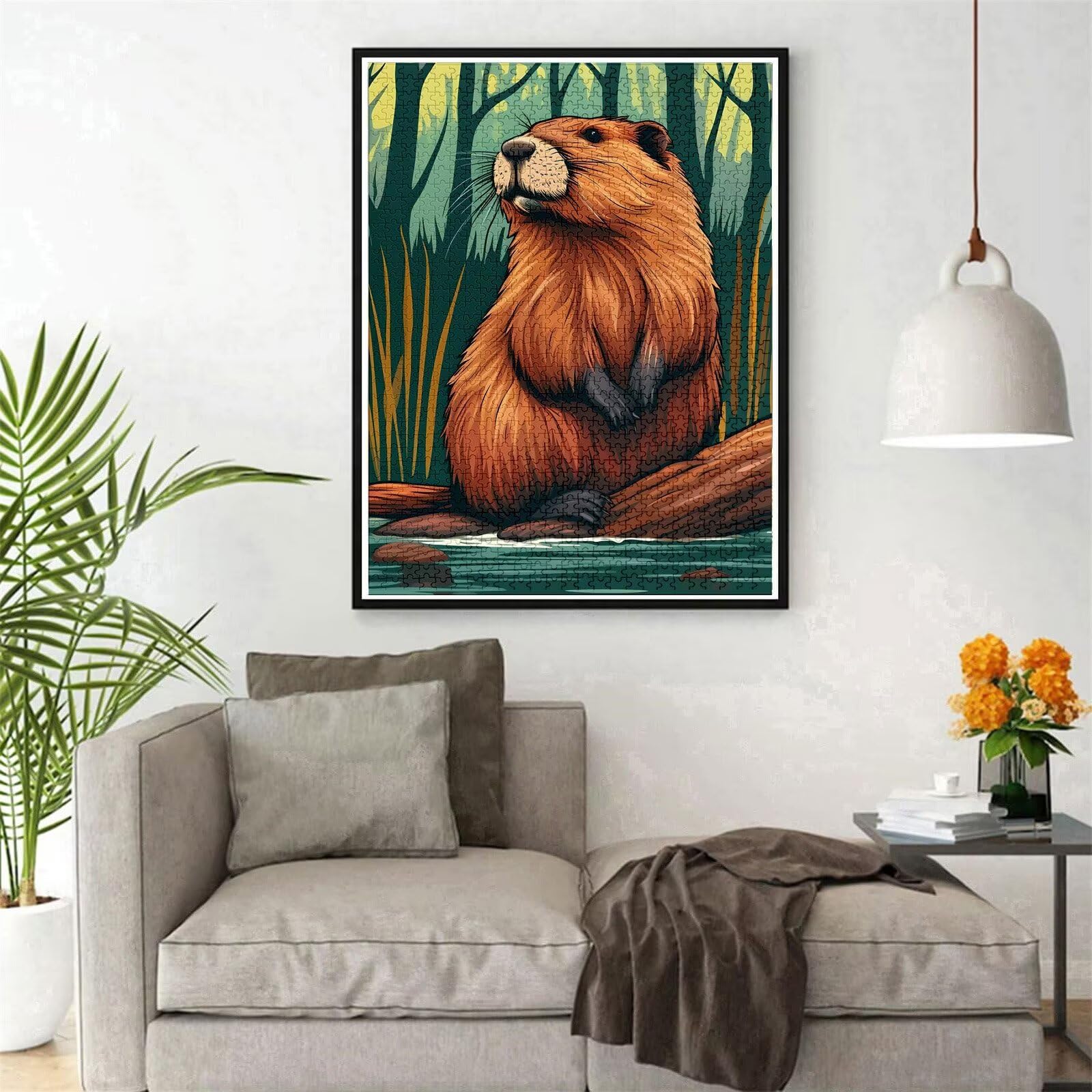 Puzzle z jeziorem, 3000 elementów, drewniane puzzle 122 x 81 cm, puzzle dla dorosłych i dzieci w wieku 12 lat, duże maty do puzzli, wysoka jakość, klasyczna drewniana jigsawa, dekoracja ścienna do