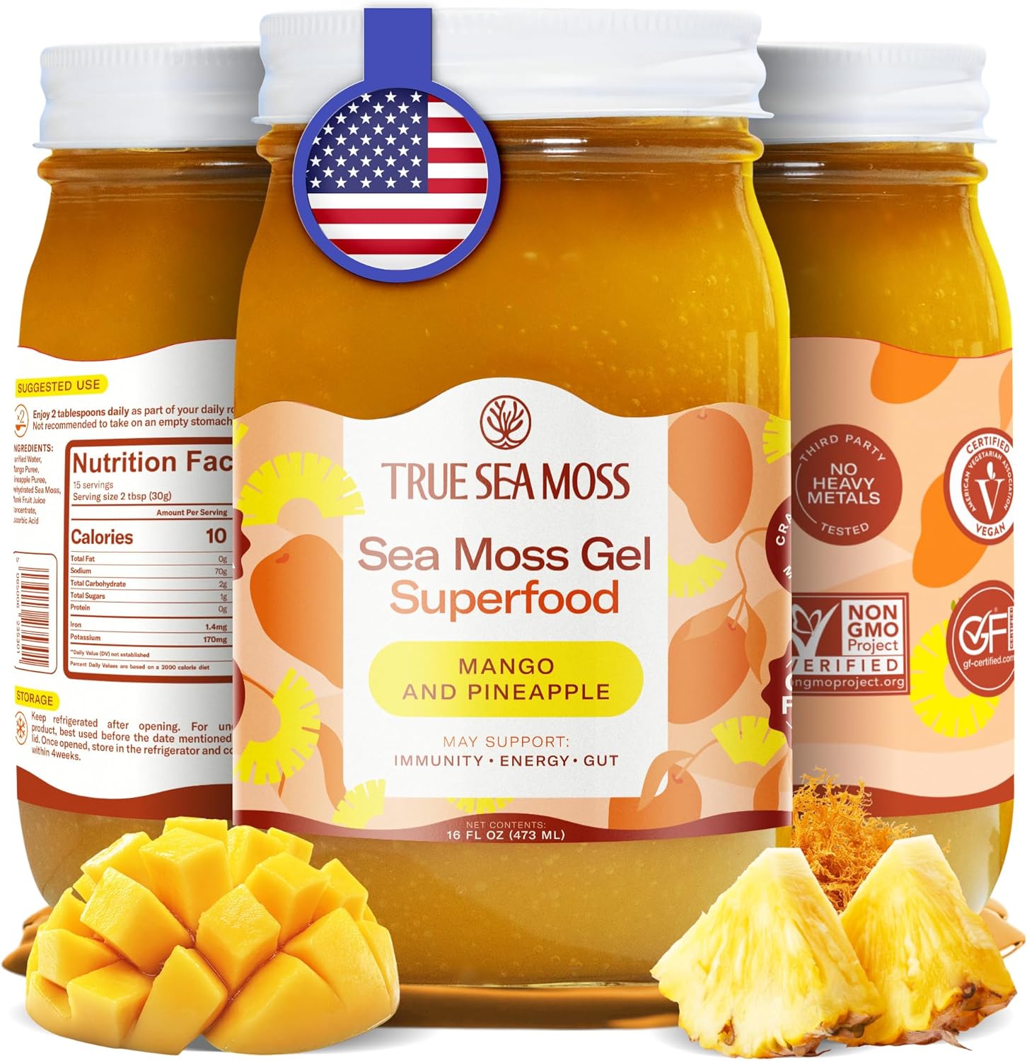 TrueSeaMoss Irish Sea Moss Gel with Mango/Pineapple