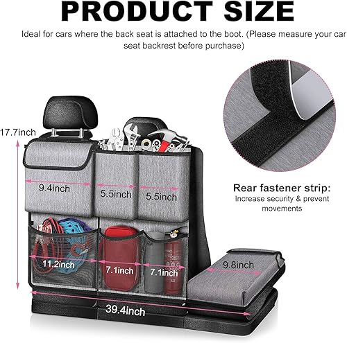 Miniatura 2 de Bolsa de almacenamiento colgante para el maletero, organizador colgante para asiento trasero de automóvil con 7 bolsas de almacenamiento grandes,