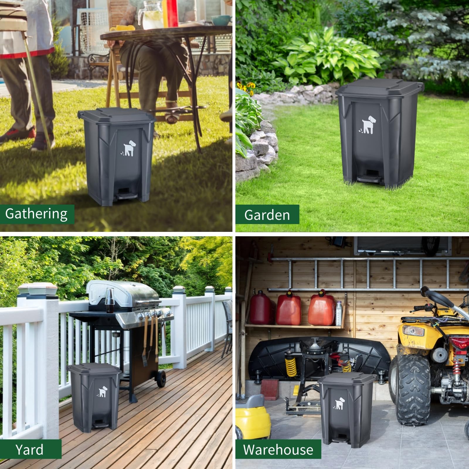 Hundekot-Mülleimer mit Deckel, 20 l, für den Außenbereich, Hundekoteimer für den Garten, mit herausnehmbarem Inneneimer und 150 Kotbeuteln, Haustierabfallbehälter (20 l)