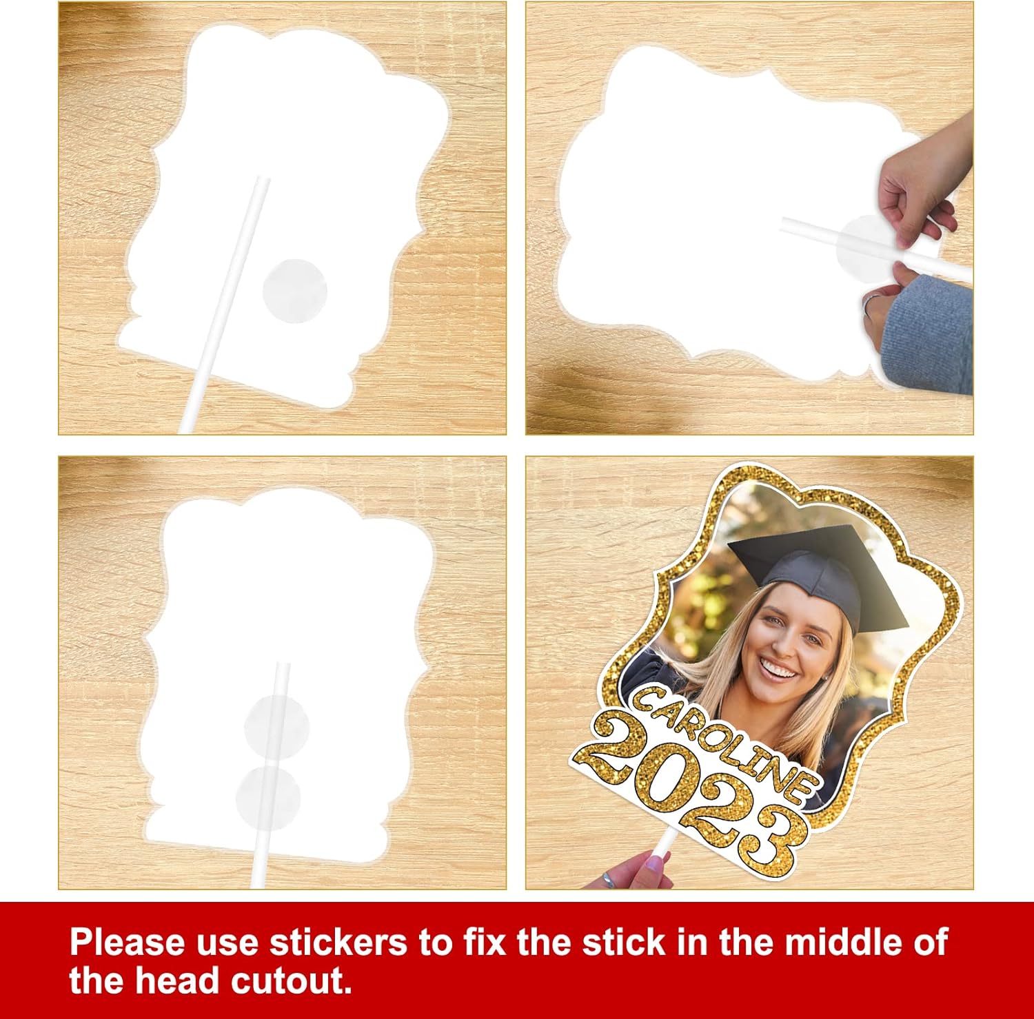 Heads on a Stick Graduation Custom Face Hand Fans with Photo Pictures Class of 2025 Personalized Prop Signs