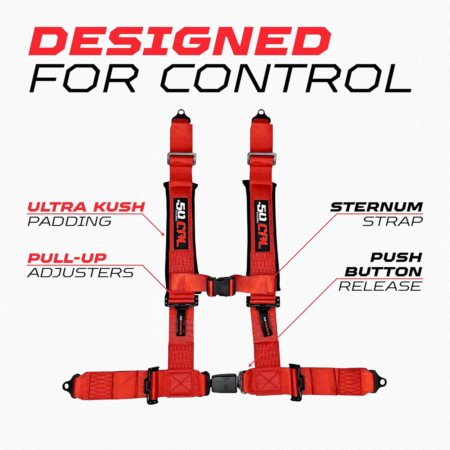 1pc 4 Point Harness for Bucket Seat, Push Release, 10 Color Options, Racing Harness, Race Car, Off Road, UTV, RZR [6041]