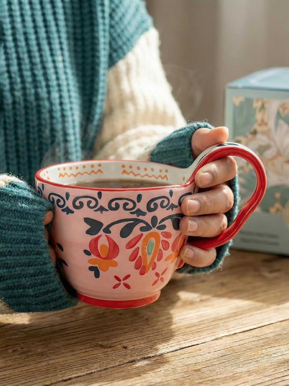 Soup Bowl with Handle, 20oz Microwavable Porcelain Soup Mug, Loop Handle Bowl for Soup, Chili & Stew, Dishwasher Safe, Gift-Ready