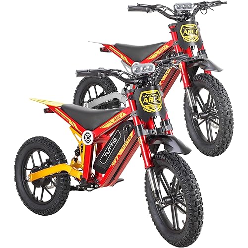 Tuttio ARC-I Peak Motor 750W & 36V 13AH Electric Dirt Bike for Kids 5-8 (2-Pack),5-Speed Controlled Speed Electric Motorcycle for Kids,130-Lux LED Light Electric Mini Bike,IP65 Water Resistance