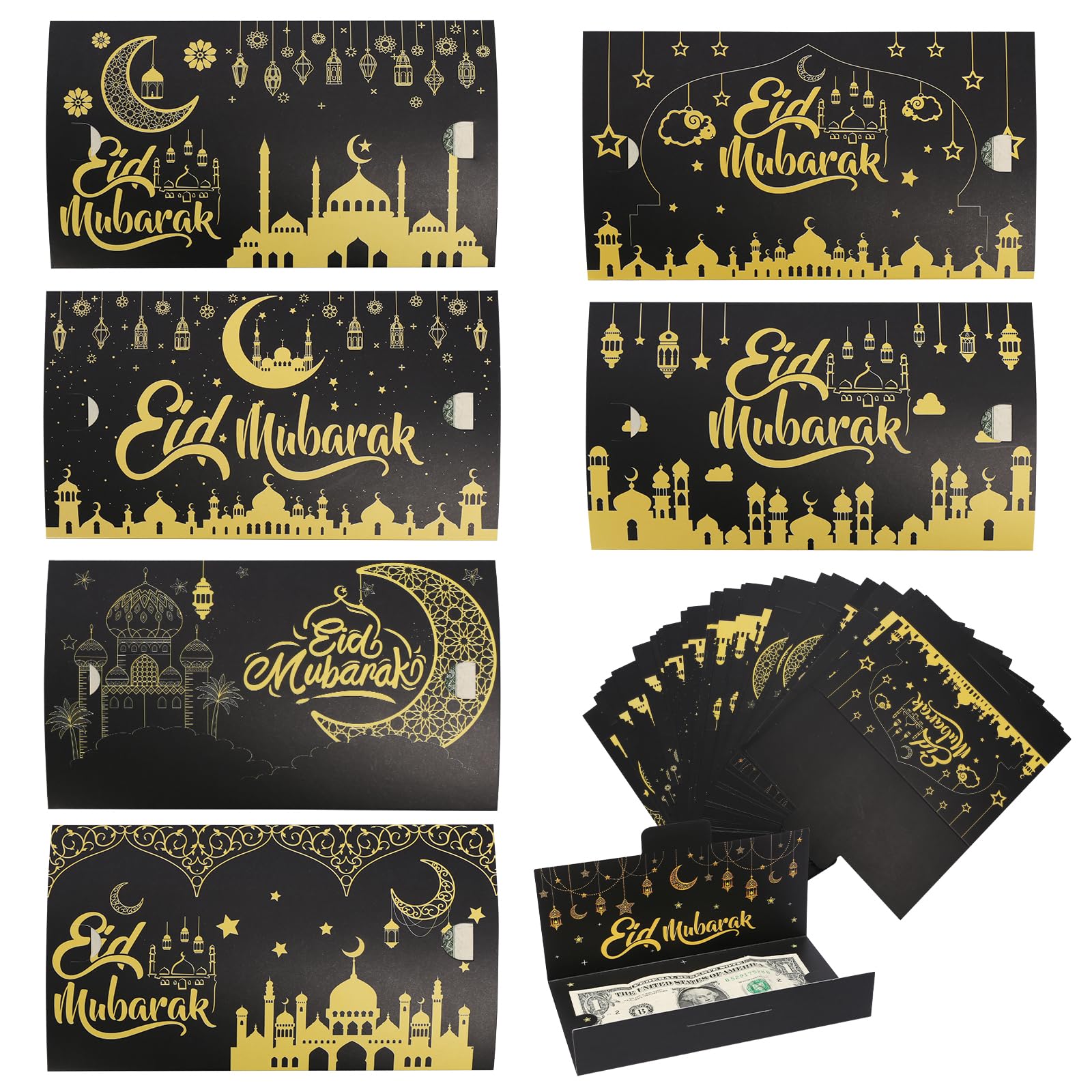 60 Etichette Regalo Ramadan Mubarak Con Spago | Design Mezzaluna E Castello | Per Festa Eid - 2