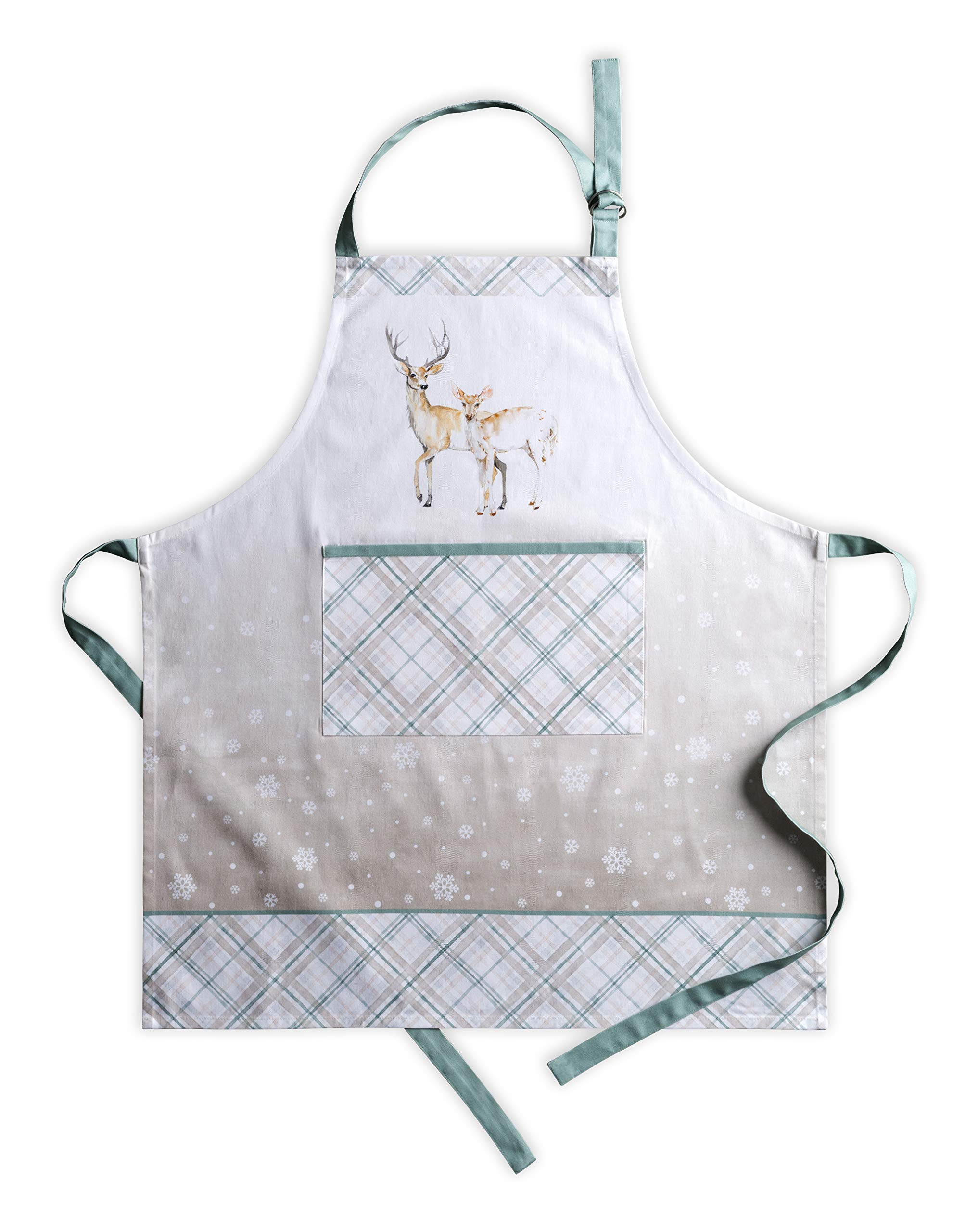 Maison D' Hermine Women's 144 - Deer In The Woods 100% Cotton Apron For With Pocket Kitchen Chef Autumn Apron For Men Cooking Gardening Server Waitress Maid - (Deer In The Woods, 85 Cm X 70 Cm)