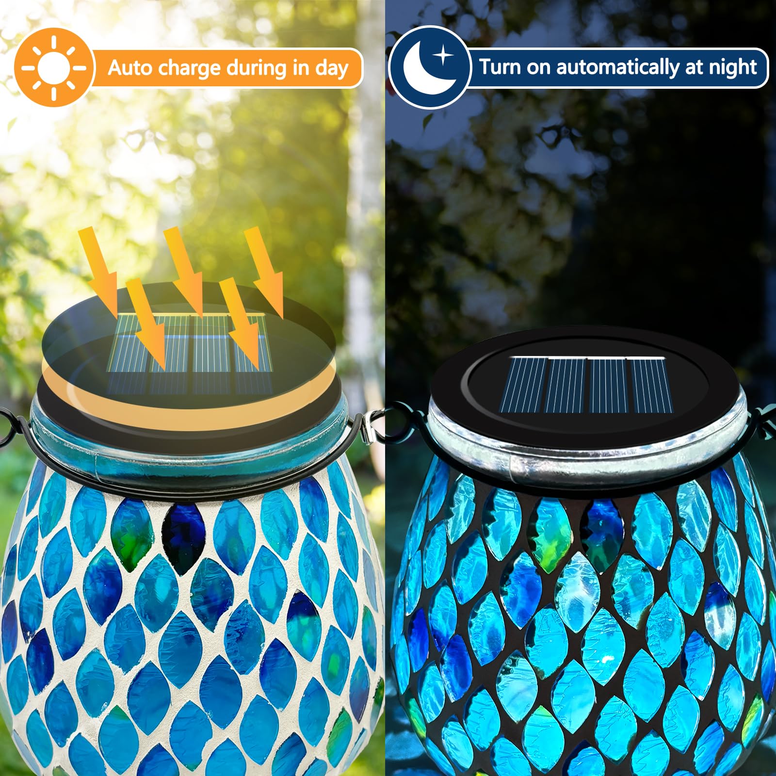 TOTHDATE 2PCS Oval Mosaic Solar Lights Outdoor Garden - Image 3