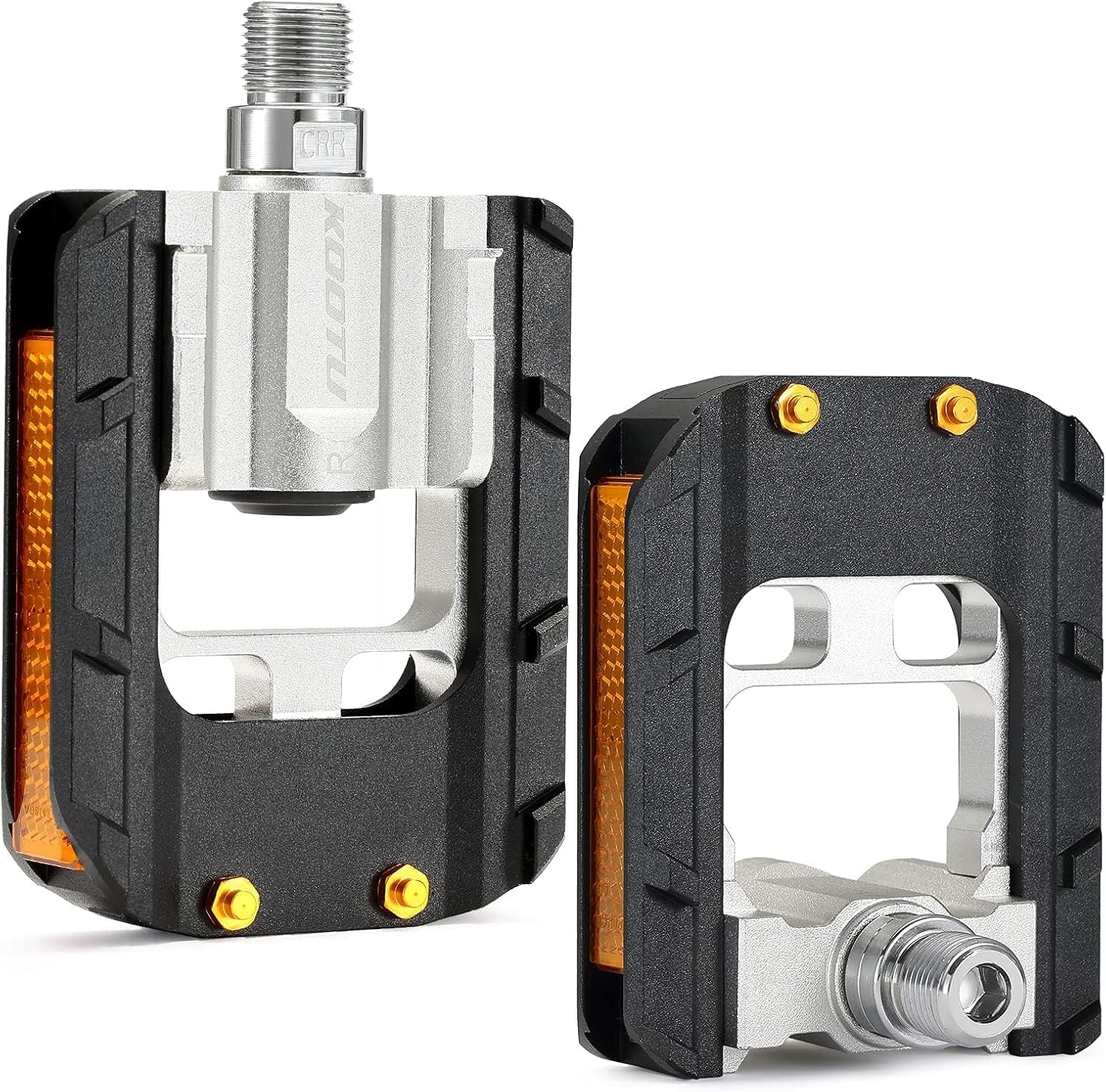 SAVADECK Folding Bike Pedals,Aluminum Alloy Pedals 9/16'' Platform Flat Pedal with Anti-Slip Nails and Reflector, Foldable Bicycle Pedals for MTB Road City Folding Bike