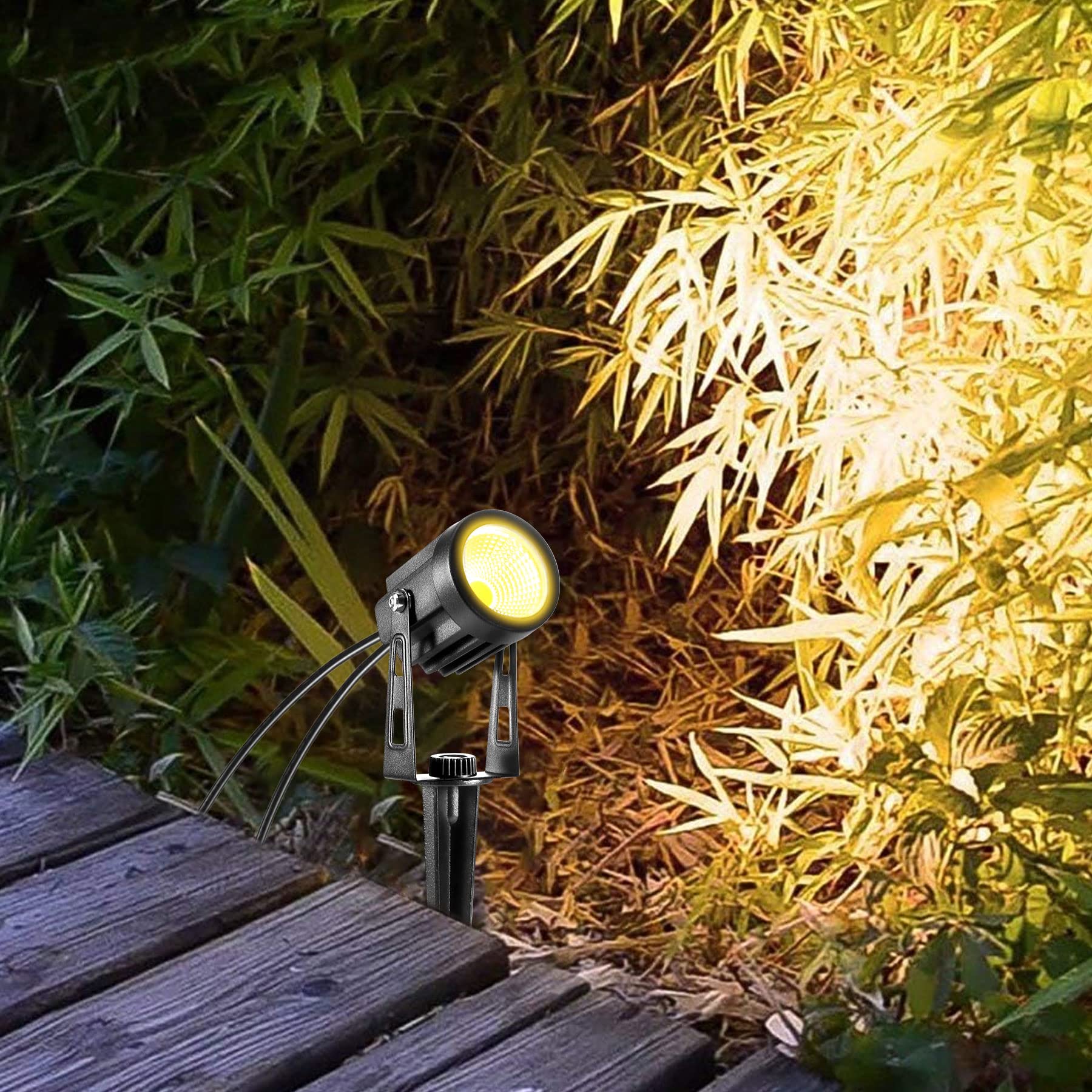 Set di 6 faretti LED per esterni, 1800 lm, 2700 K, lampada da giardino, bianco caldo, illuminazione esterna, impermeabile IP65, faretto LED per esterni, con picchetto, lampada esterna per