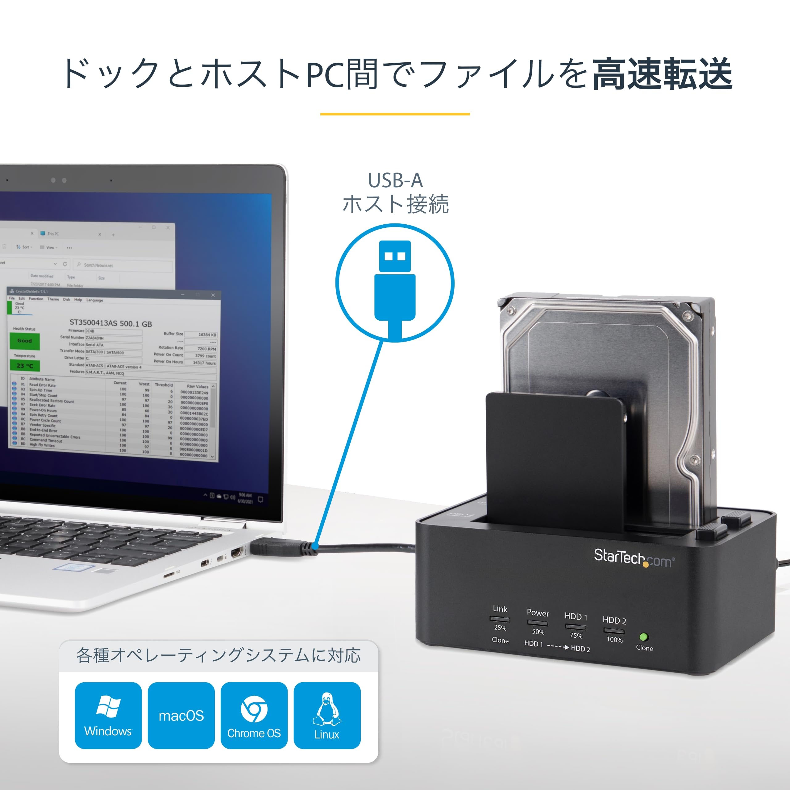 Amazon.co.jp: StarTech.com HDD/SSD スタンド／USB 3.0接続／2