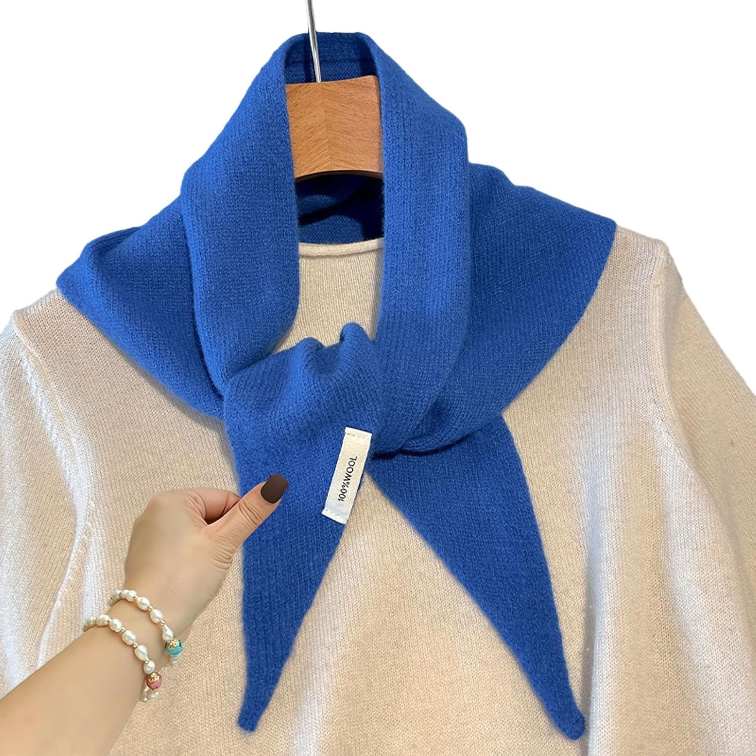 Wool Triangle Scarf for Women - Soft Warm Knitted Shawl, Winter Scarves Korean Style, Multi-Way Wrap, Pill-Resistant