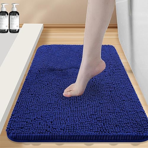 Alfombrilla de baño de felpilla antideslizante, ultra absorbente, de secado rápido y lavable a máquina para bañoducha (16-24 pulgadas)