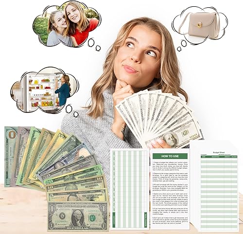 Miniatura 6 de Sobres de efectivo para sistema de presupuesto sobres de dinero para presupuestos y ahorros, resistentes al desgarro y al agua, incluye 12 hojas de