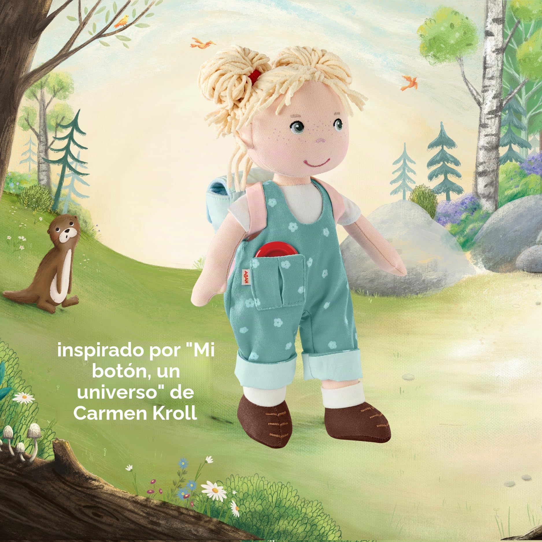HABA Carmushka Tilli - Muñeca de Trapo para niños pequeños de 30 cm, Suave, Lavable y fácil de Poner, a Partir de 18 Meses, conocida por Mi botón, un Universo – 2013203001