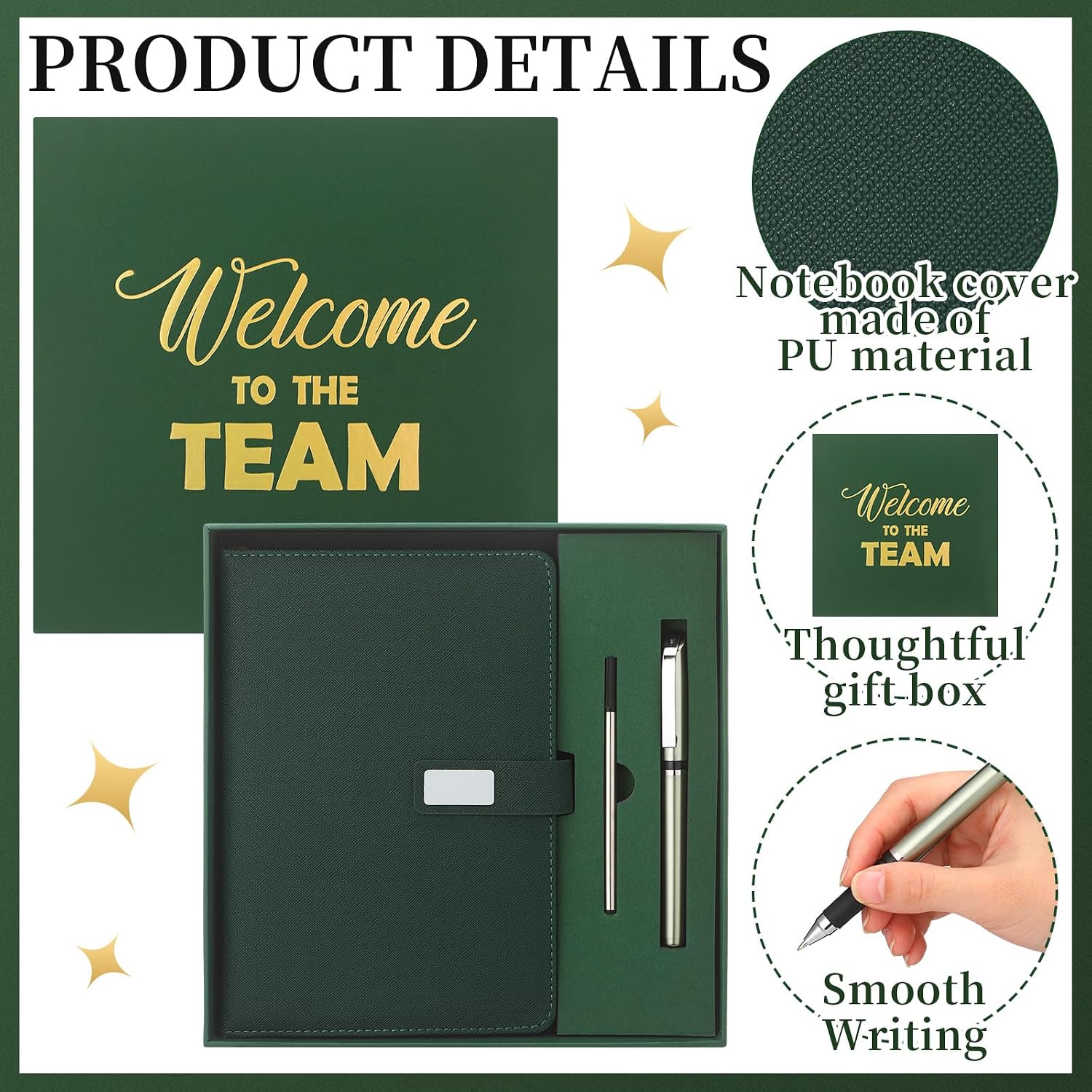 Sayglossy New Employee Welcome to The Team Gift Sets Notebook and Pen Welcome to The Team Box Employee Appreciation Gift Sets for New Office Worker(Green)