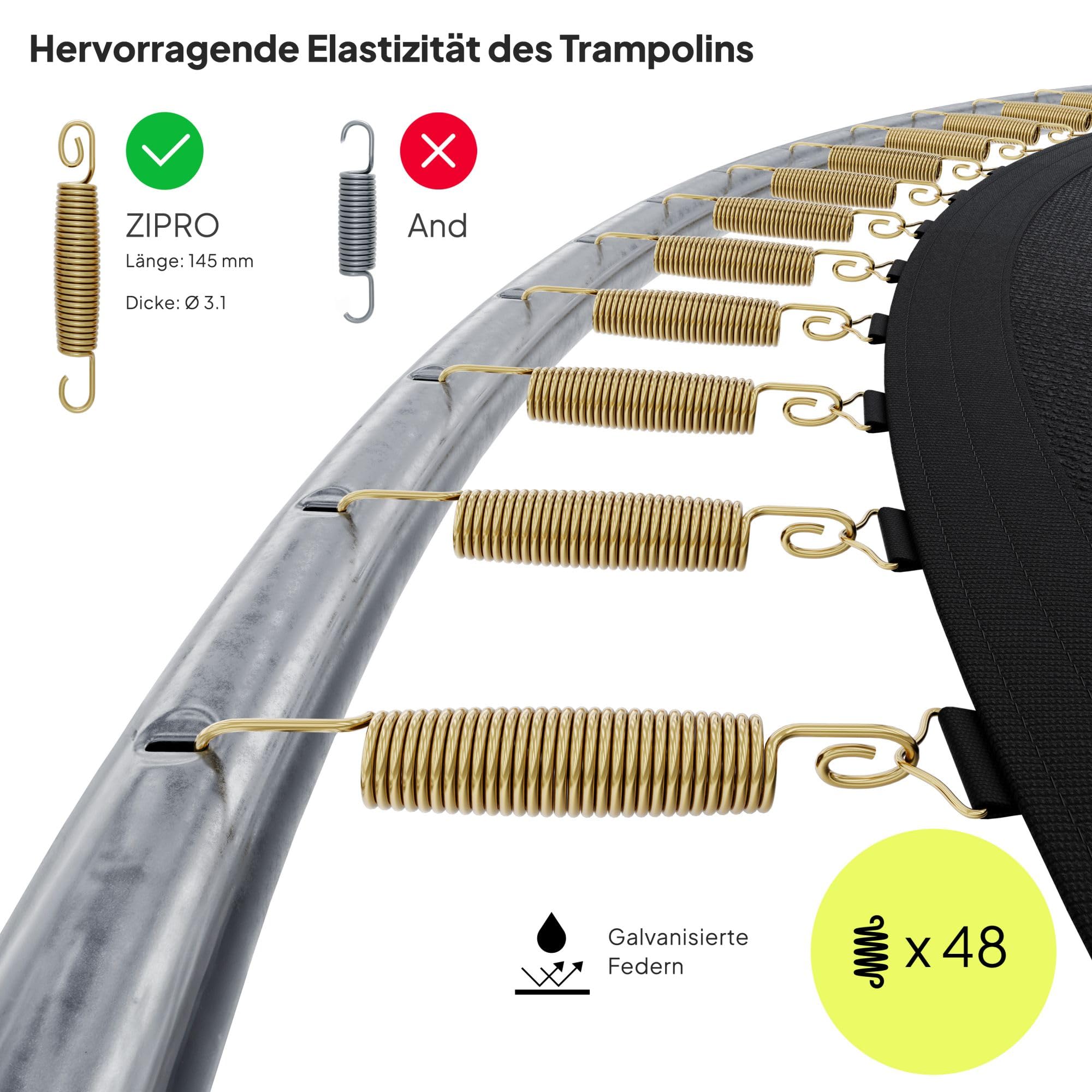 ZIPRO Trampolin Outdoor Kinder Kindertrampolin Rechteckig Bodentrampolin für Garten Gartentrampolin Eckig Groß mit Netz Sicherheitsnetz Innen Springmatte und Leiter Stabil Rahmen